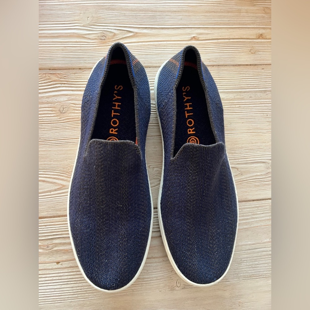 Rothy’s The Original Slip-On Sneakers Navy Blue Knit Women’s Size 8